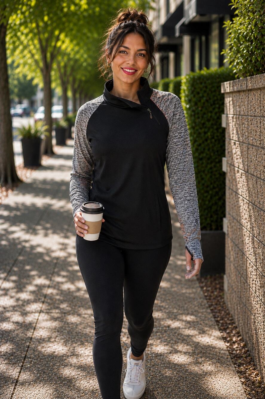 Holloway Women’s L Black Gray Asymmetrical Zip Performance Sweatshirt